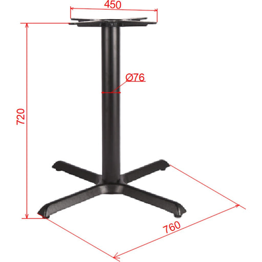Black Cast Iron Table Base Cross-Base 760x720mm |  A053B Makfry