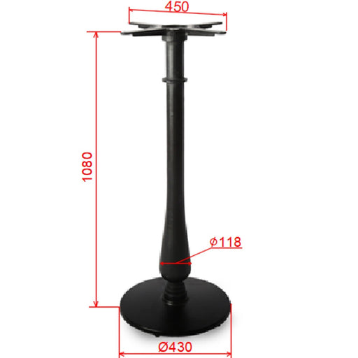 Black Cast Iron Table Base Round Ø430x1080mm |  A068AH Makfry