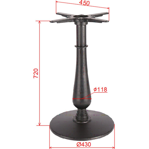 Black Cast Iron Table Base Round Ø430x720mm |  A068A Makfry