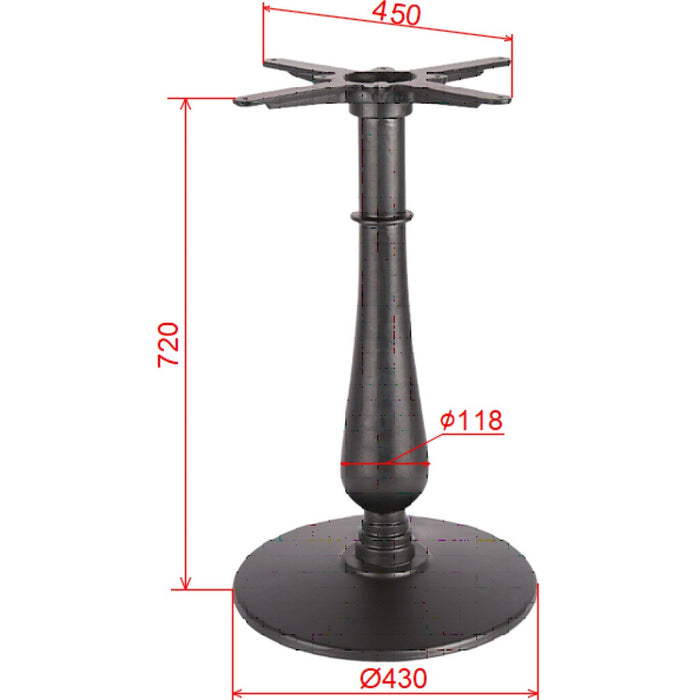 Black Cast Iron Table Base Round Ø430x720mm |  A068A Makfry