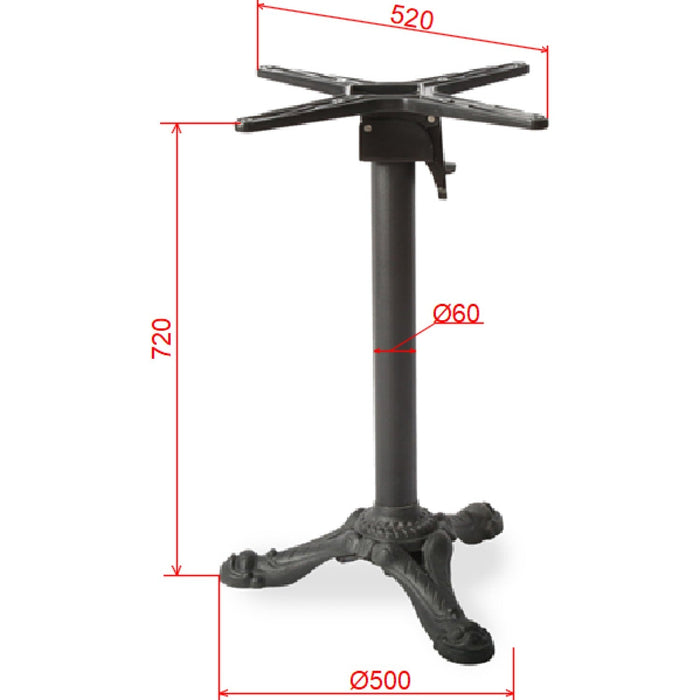 Black Cast Iron Table Base Tri-Leg 500x720mm |  A081 Makfry