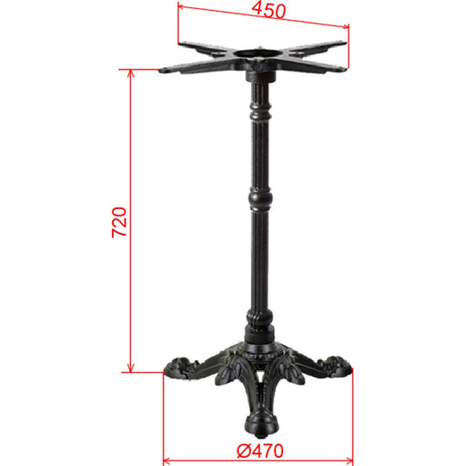 Black Cast Iron Table Base Tri-Leg 470x720mm |  A082 Makfry