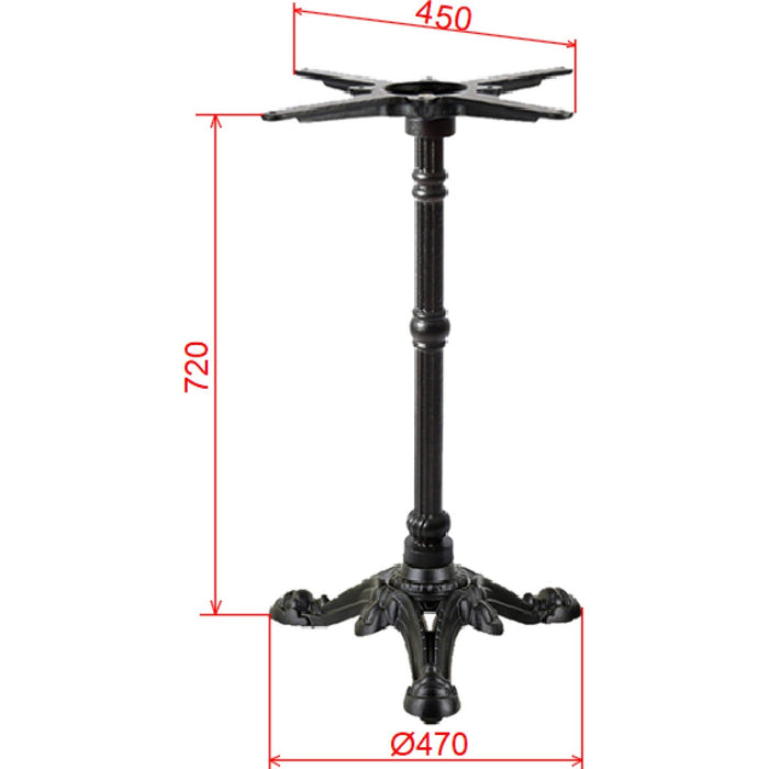 Black Cast Iron Table Base Tri-Leg 470x720mm |  A082 Makfry
