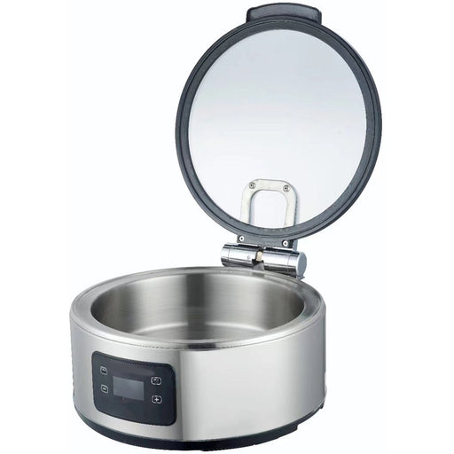 Chafing Dish Electric Heating Round Glass Lid Stainless Steel 6 Litres | Acfd6 L01 Makfry