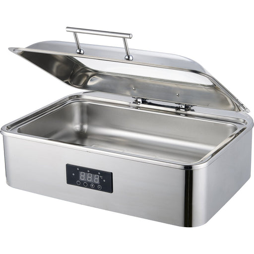 Chafing Dish Electric Heating Glass Lid Stainless Steel 9 Litres | Acfd9 L01 Makfry