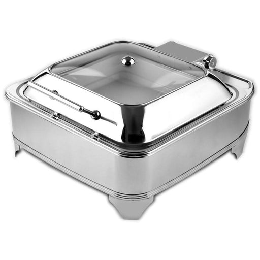 Chafing Dish Electric Heating Gn2/3 Glass Lid Stainless Steel 5.5 Litres | Ad3202 Makfry