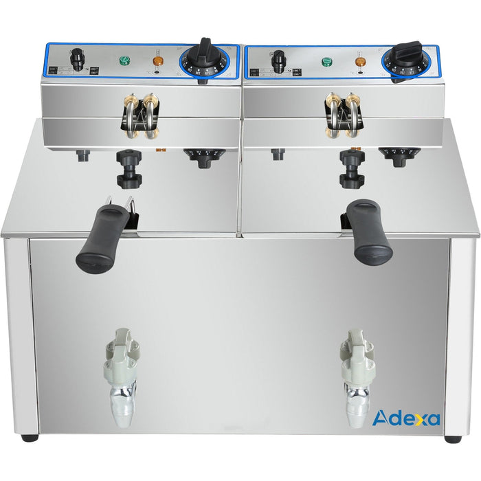 B Grade Commercial Electric Deep Fryer Countertop Double Tank 2x10 Litres 530x490x360mm | Afr008 B Grade Makfry