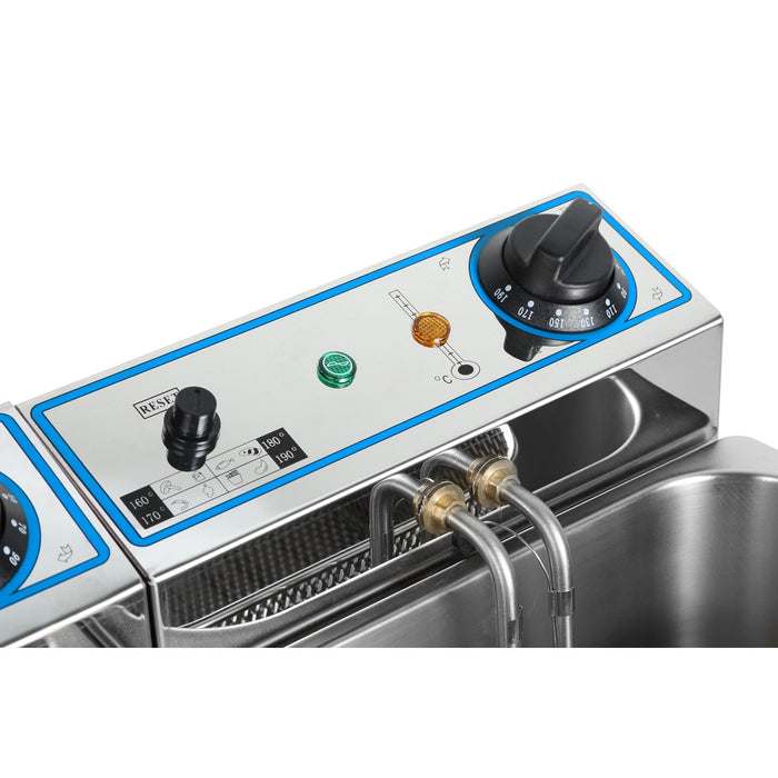 B Grade Commercial Electric Deep Fryer Countertop Double Tank 2x10 Litres 530x490x360mm | Afr008 B Grade Makfry