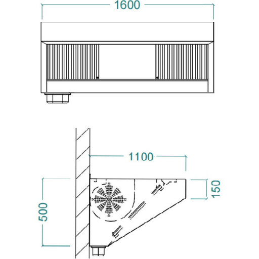 Commercial Extraction Canopy With Filter, Range Hood, Fan, Lights &Amp; 4 Speeds 1600mm | Ap238 Ps8763 D Makfry