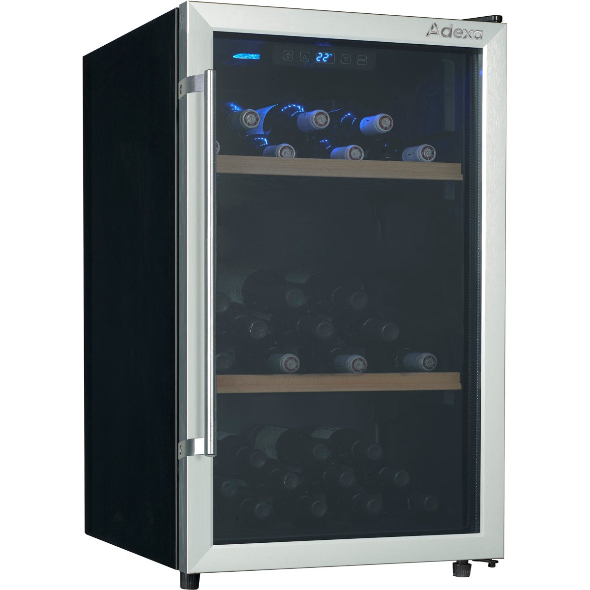 B GRADE Professional Glass Front Wine Cooler 130L Black/Silver AXW130