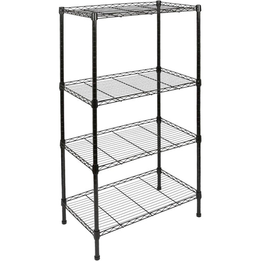 Light Duty Shelving Unit Mini 4 Tier Rack 360kg Width 600mm Depth 350mm Height 1200mm Black Wire |  AZON206 Makfry
