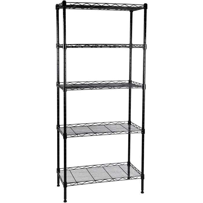 Light Duty Shelving Unit Mini 5 Tier Rack 450kg Width 600mm Depth 350mm Height 1500mm Black Wire |  AZON210 Makfry