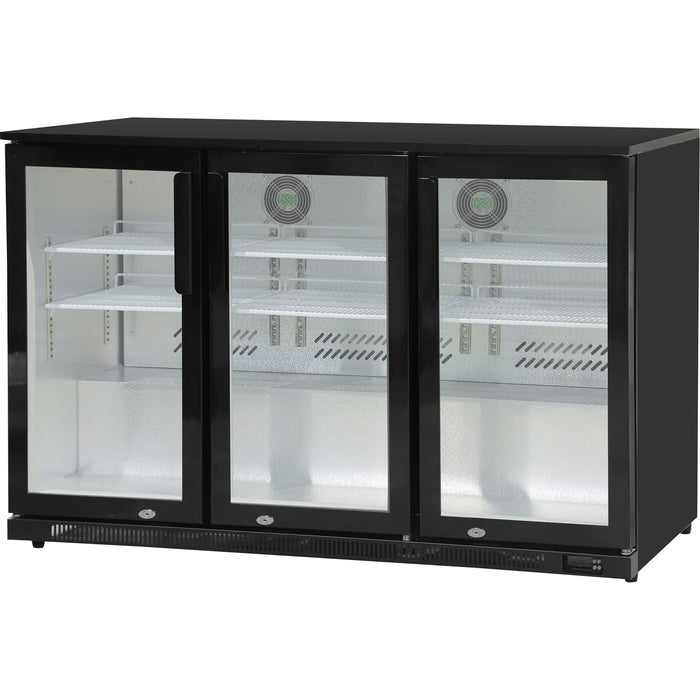 Back bar cooler 3 hinged doors 300 litres Black |  BBC3