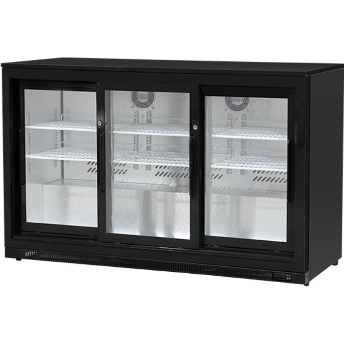 Back bar cooler 3 Sliding doors 300 litres Black |  BBC3S