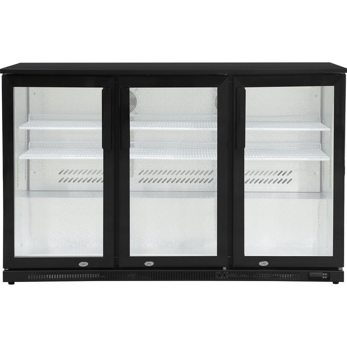 Back bar cooler 3 hinged doors 300 litres Black |  BBC3