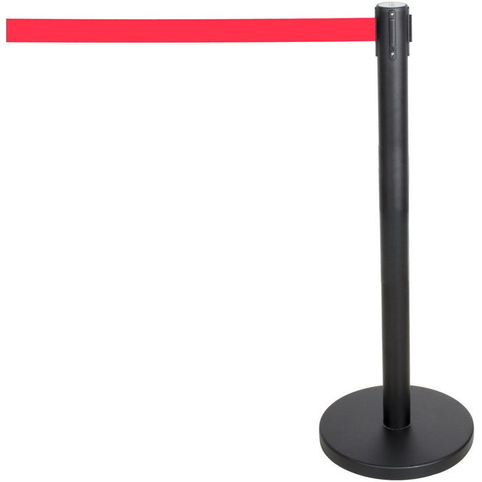 Black Barrier Post with Red Retractable Belt 2m |  BBP01AR Makfry