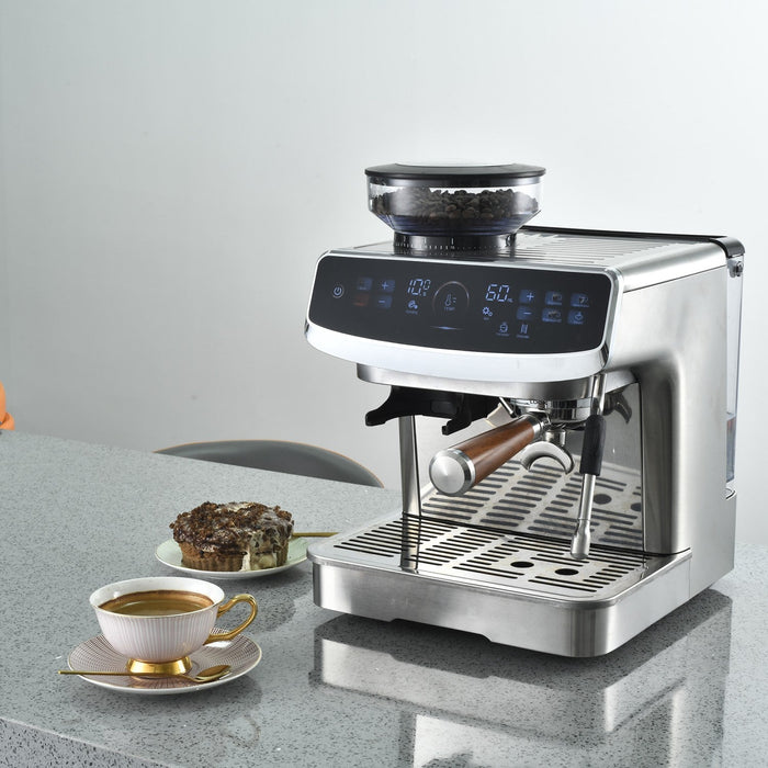 Commercial Semi Automatic Coffee Machine With Grinder &Amp; Touchscreen | Bdcm602 Makfry