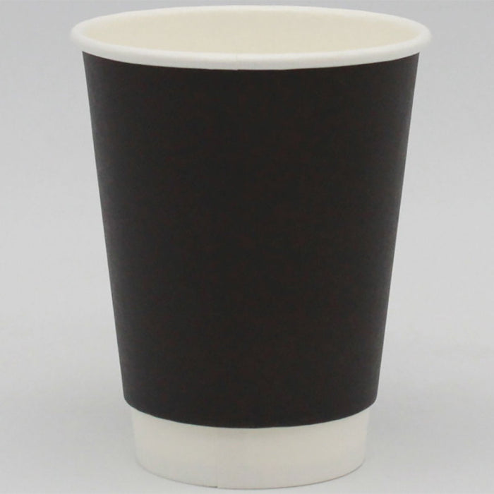 500pcs Compostable Coffee Cups Double wall 12oz/355ml Black |  BDW12OZ Makfry