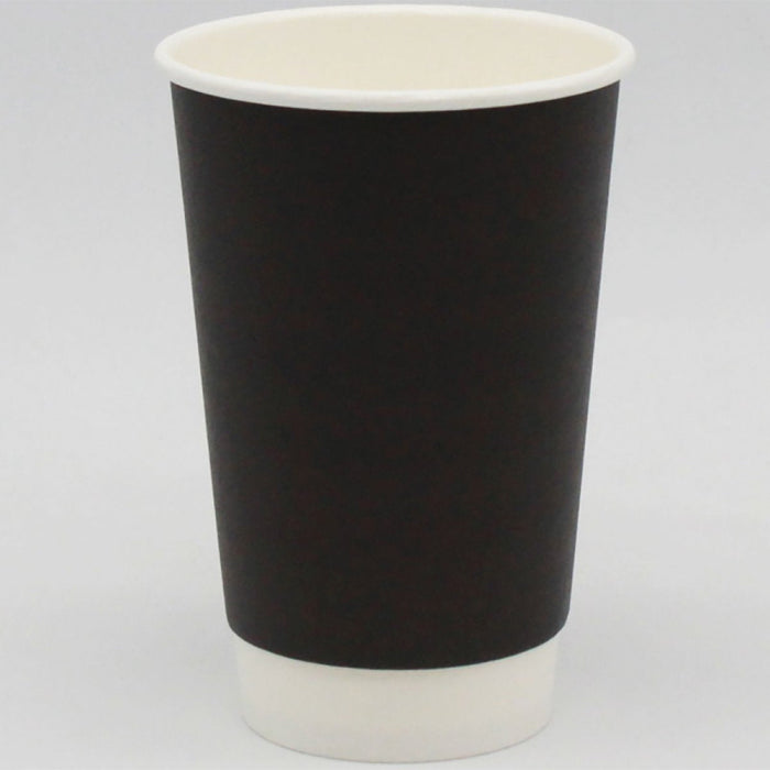500pcs Compostable Coffee Cups Double wall 16oz/473ml Black |  BDW16OZ Makfry