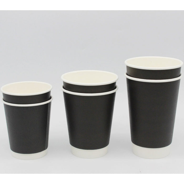 500pcs Compostable Coffee Cups Double wall 8oz/237ml Black |  BDW8OZ