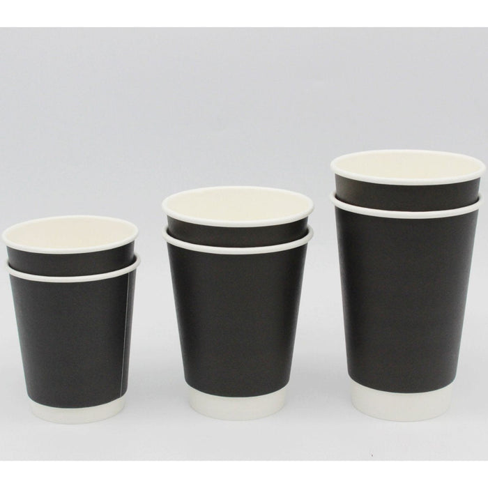 500pcs Compostable Coffee Cups Double wall 16oz/473ml Black |  BDW16OZ Makfry