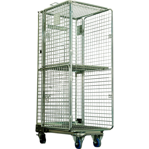 Commercial 4 Sided Roll Cage Trolley Foldable Zinc Plated Steel 500kg Capacity 725x850x1900mm | Bhk07 Makfry