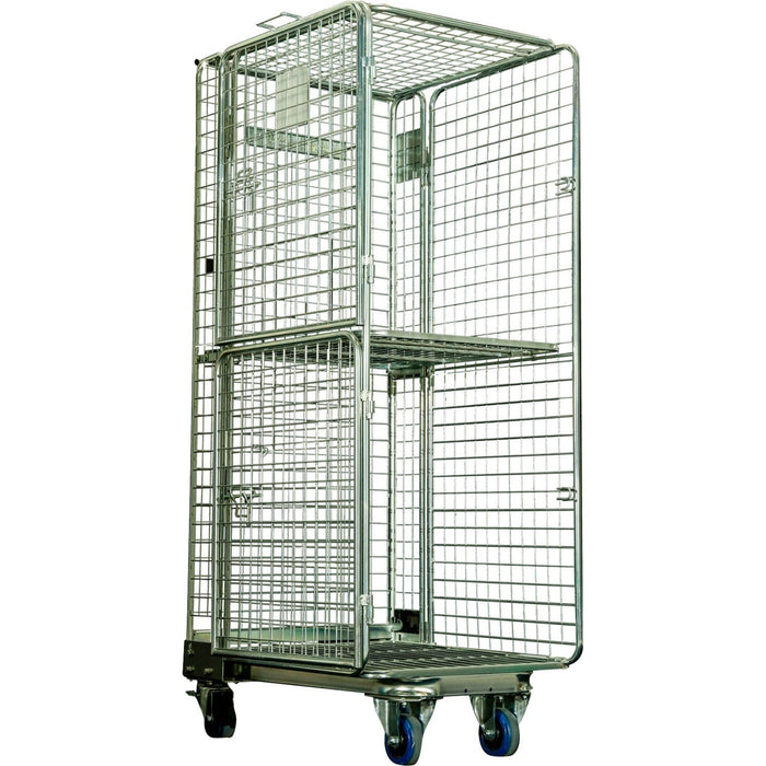 Commercial 4 Sided Roll Cage Trolley Foldable Zinc Plated Steel 500kg Capacity 725x850x1900mm | Bhk07 Makfry