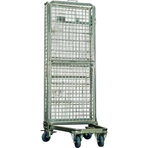Commercial 4 Sided Roll Cage Trolley Foldable Zinc Plated Steel 500kg Capacity 725x850x1900mm | Bhk07 Makfry