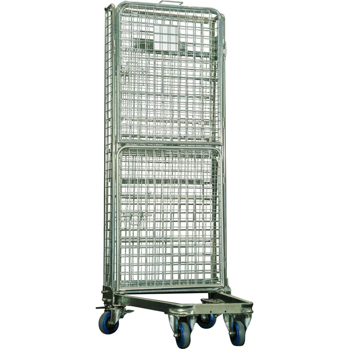 Commercial 4 Sided Roll Cage Trolley Foldable Zinc Plated Steel 500kg Capacity 725x850x1900mm | Bhk07 Makfry