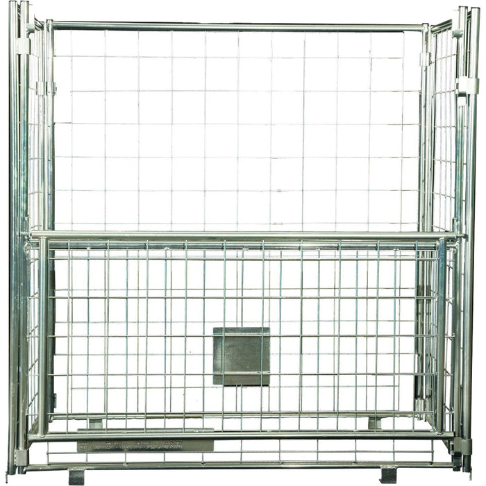 Commercial Heavy Duty Wire Mesh Pallet Cage Stillage Collapsible & Stackable Zinc-Plated Steel 1200x800x1200mm |  BHK38 Makfry