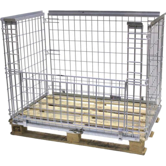 Commercial Heavy Duty Wire Mesh Pallet Cage Stillage Collapsible & Stackable Zinc-Plated Steel 1200x800x1200mm |  BHK38 Makfry