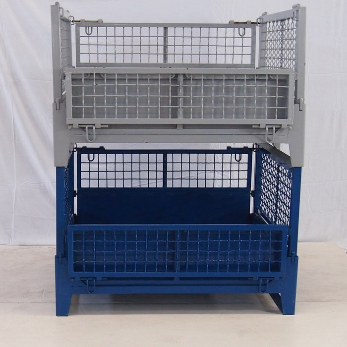 Commercial Heavy Duty Folding Pallet Cage Stillage Collapsible &Amp; Stackable Powsered Coated Steel 1200x1000x750mm | Bhk75 Makfry