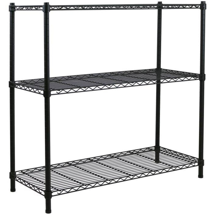 Commercial Shelving unit 3 tier 750kg Width 1200mm Depth 350mm Black wire |  AMJ544 Makfry