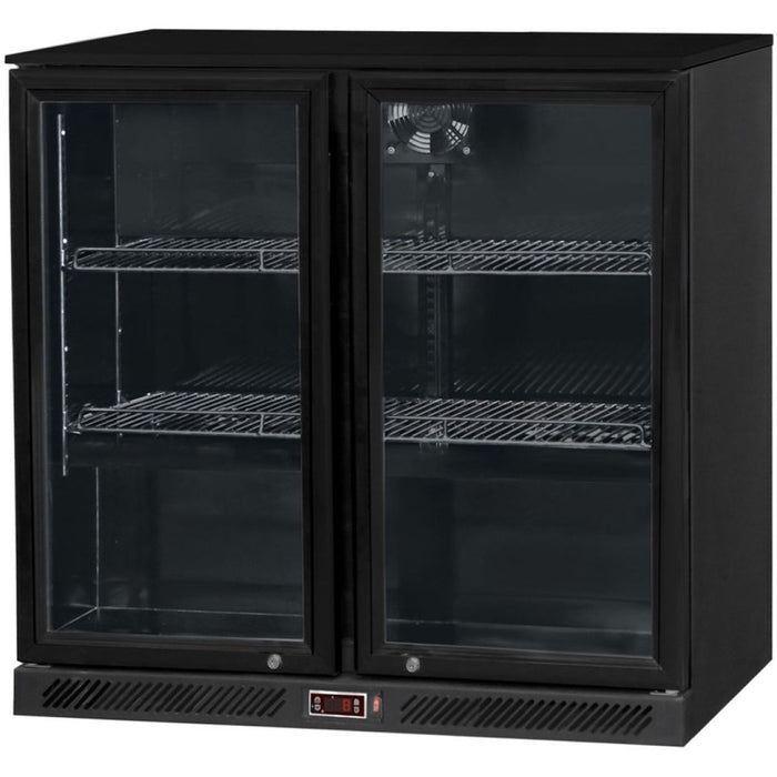 Back bar cooler 2 hinged doors 220 litres Black |  BLBC02PP