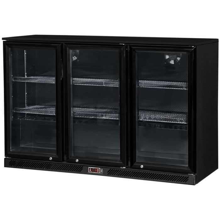 Back bar cooler 3 hinged doors 312 litres Black |  BLBC03PP