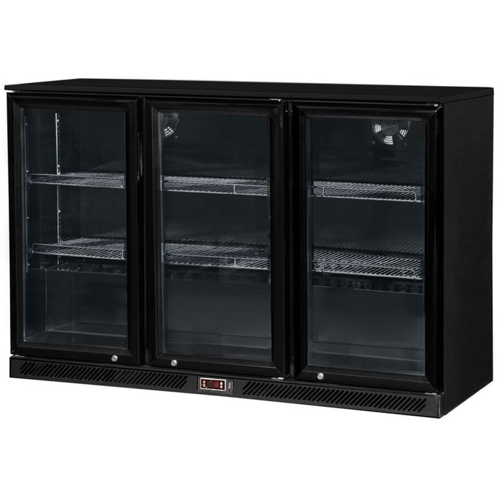 B GRADE Back bar cooler 3 sliding doors 300 litres Black |  BLBC03PS B GRADE