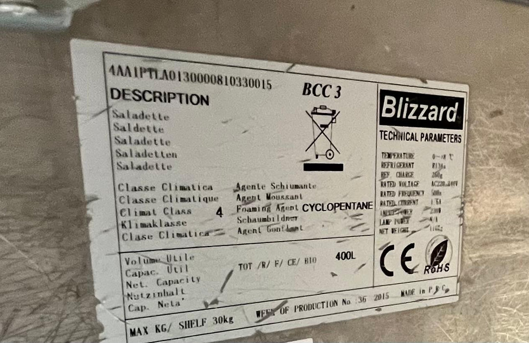 BLIZZARD BCC3 Compact Gastronorm Counter 368L Fridge-Refurbished Canmac Refurbished