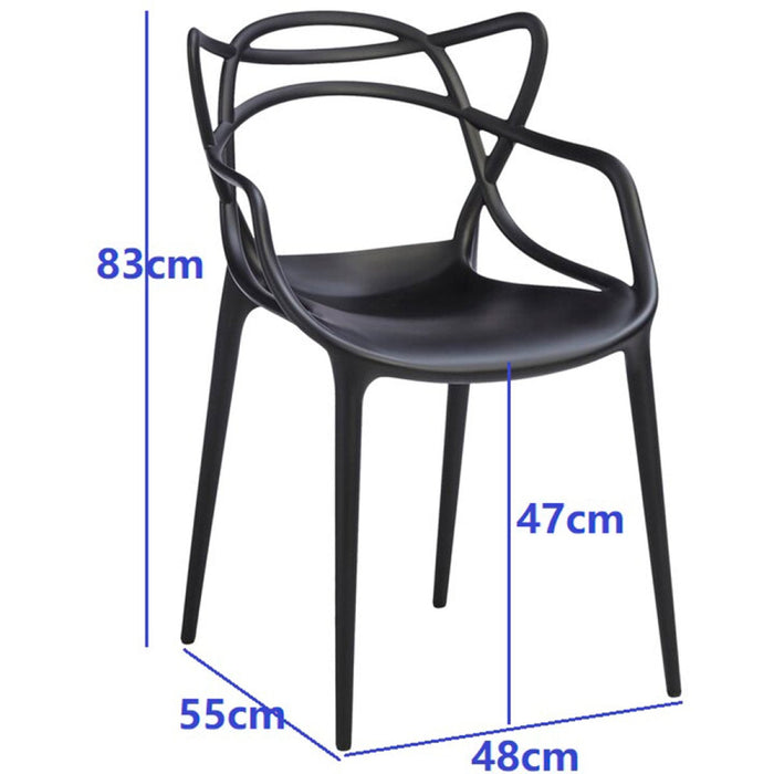 Bistro Dining Arm Chair Plastic Black Indoors & Outdoors |  WW023BLACK Makfry