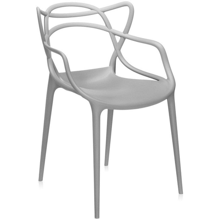 Bistro Dining Arm Chair Plastic Grey Indoors & Outdoors |  WW023GREY Makfry