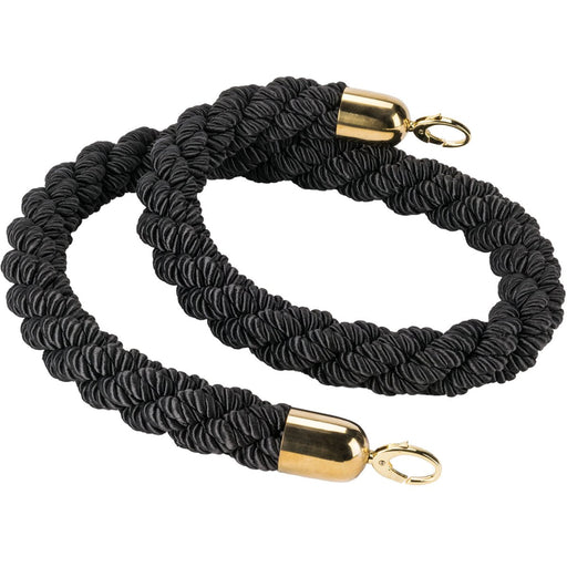 Black Braided Stanchion Rope with Gold ends 1.5m |  BR01BG Makfry