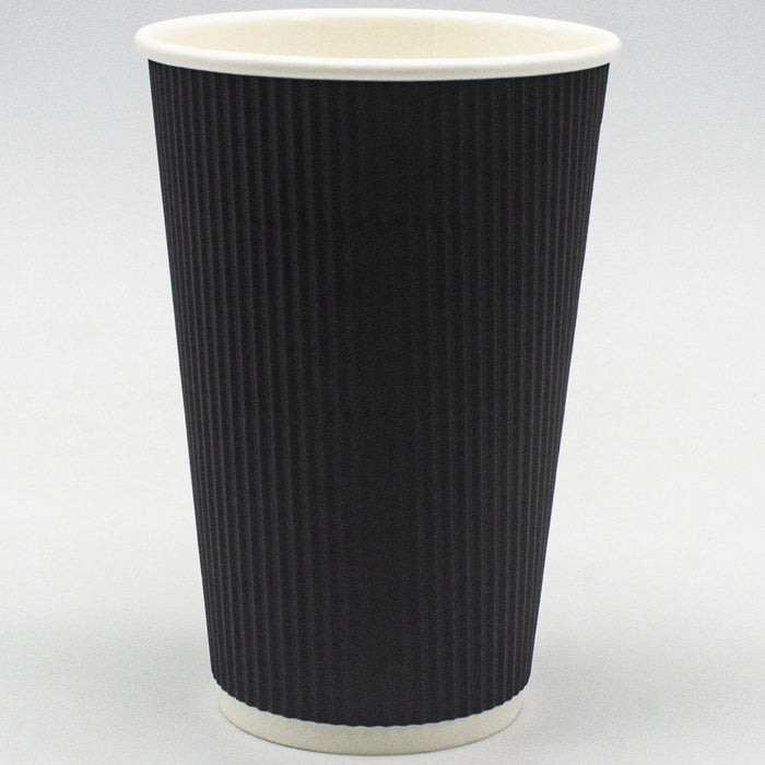 500pcs Black Ripple Wall Coffee Cup 16oz/473ml PE |  BR16OZ