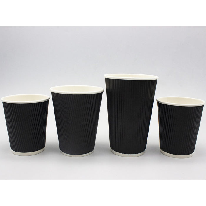 500pcs Black Ripple Wall Coffee Cup 16oz/473ml PE |  BR16OZ