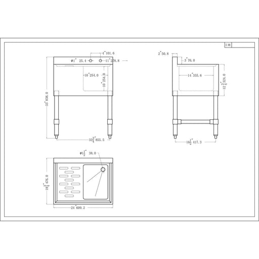 Commercial Sink Stainless Steel 1 Bowl Left Side Drain Board | Bs1 T24 L Makfry