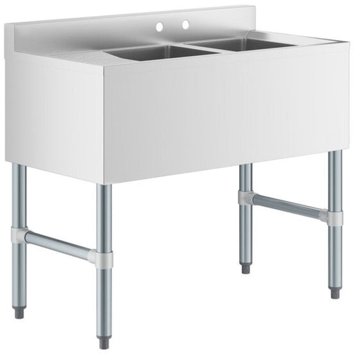 Commercial Sink Stainless Steel 2 Bowl Left Side Drain Board | Bs2 T36 L Makfry