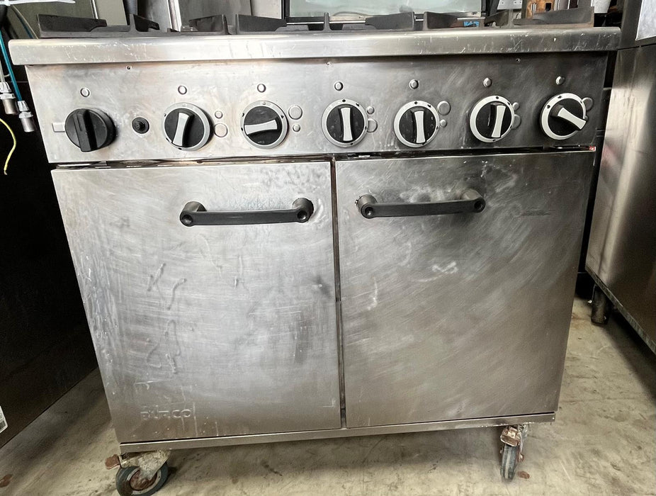 Commercial Burco Titan 6 Burner Gas Cooker Oven-Refurbished Canmac Refurbished