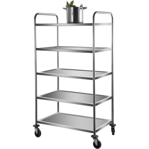 Professional Stainless Steel Trolley 5-Tiers 150kg Capacity 920x600x1540mm |  CARRO5 Makfry