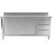 Commercial Worktop Floor Cupboard 3 Drawers Right 2 Sliding Doors Stainless Steel 1600x600x850mm Upstand | Vtc166 R3 B Makfry