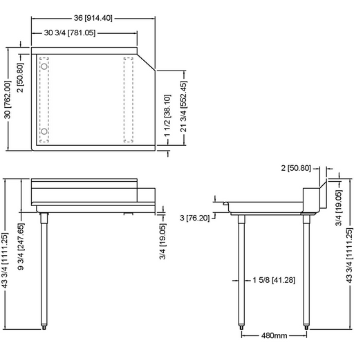 Commercial Stainless Steel Pass Through Dishwasher Table Left 914mm Width | Cdt36 L Makfry