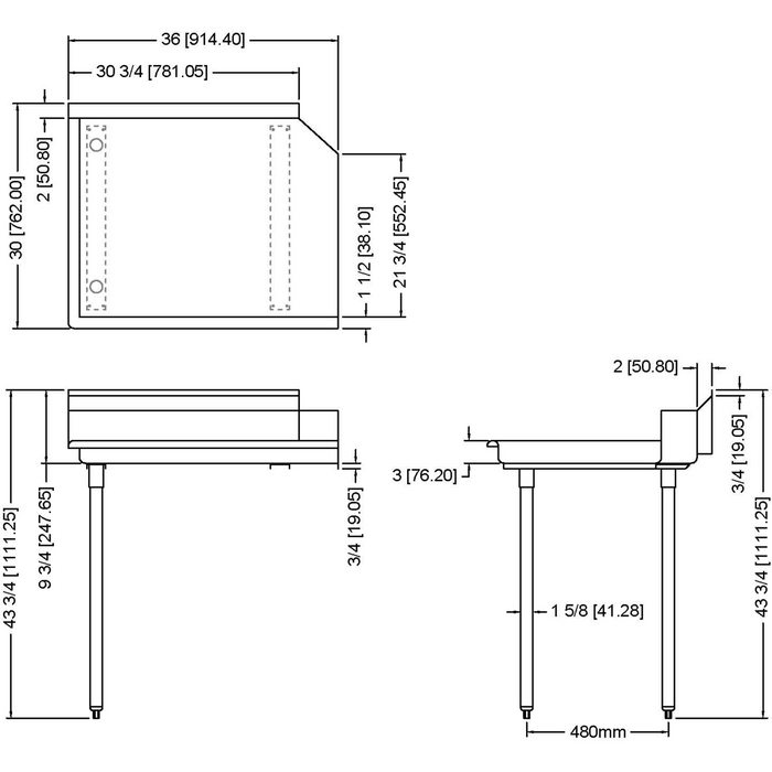Commercial Stainless Steel Pass Through Dishwasher Table Left 914mm Width | Cdt36 L Makfry