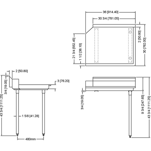 Commercial Stainless Steel Pass Through Dishwasher Table Right 914mm Width | Cdt36 R Makfry